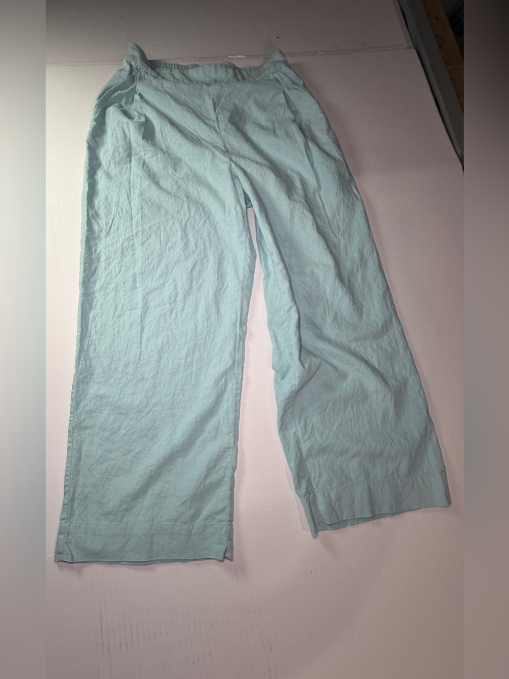 Madewell Mint Aqua Linen Elastic-Waist Casual Pants
